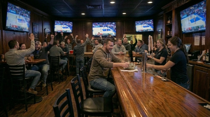 Beer pong tournament atmosphere