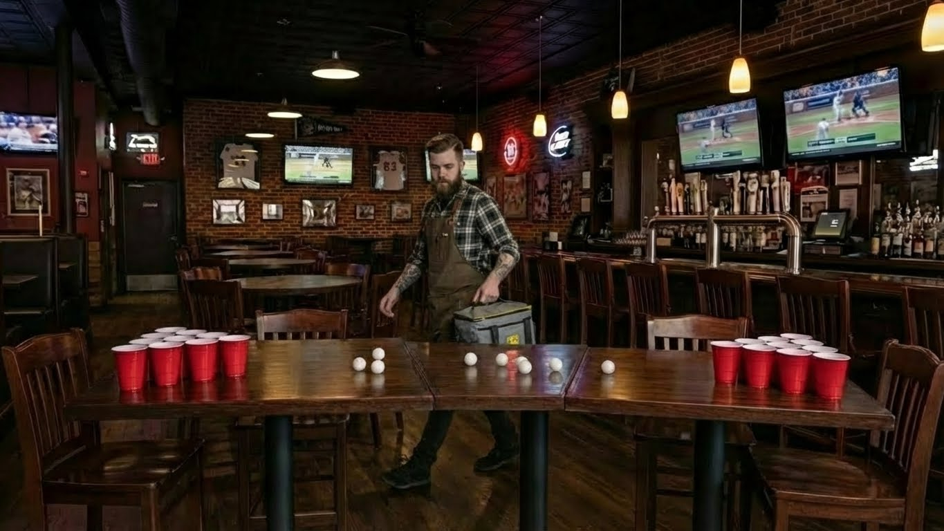 People playing beer pong (placeholder)