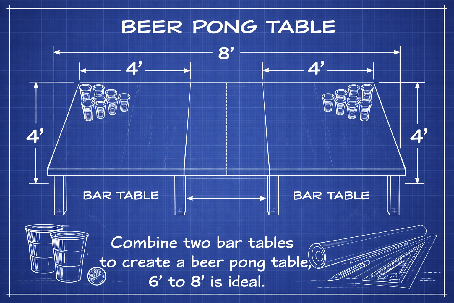 Beer pong table setup